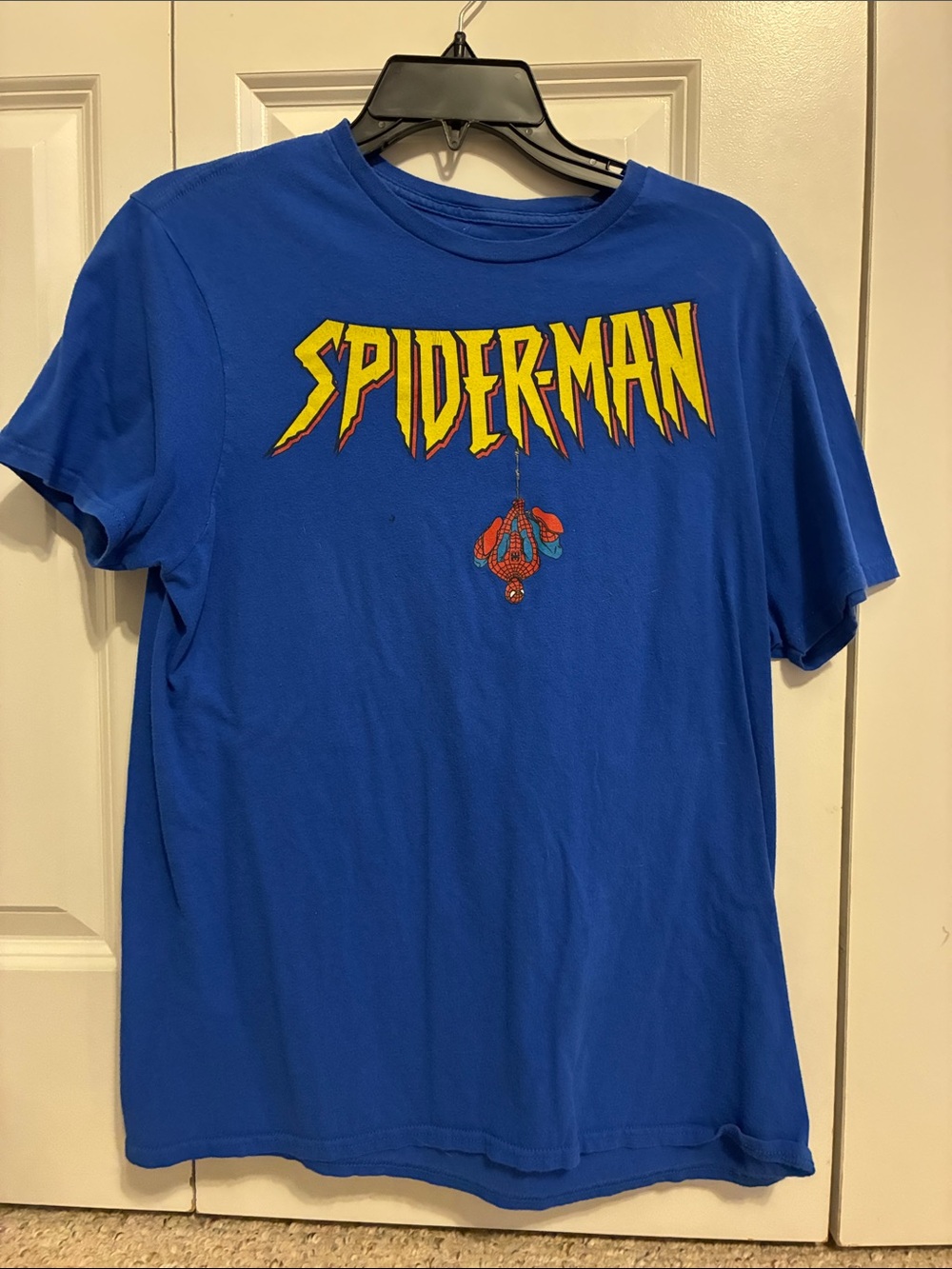 Marvel Spider-Man Logo Tee - Blue with Yellow Print
